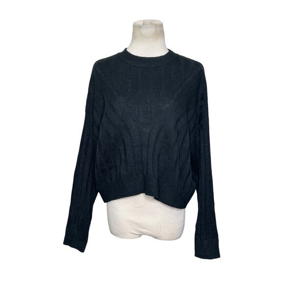 Shein black long sleeves oversize crop sweater size Small - Picture 1 of 12